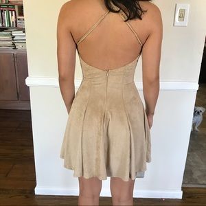 Tan Suede fit and flare skater dress